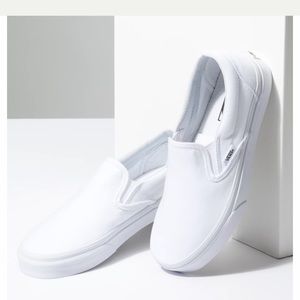 White slip on vans